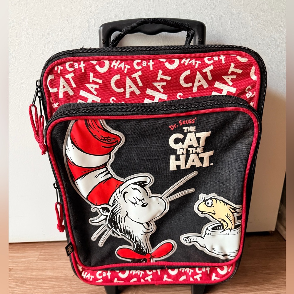 Dr. Seuss Cat in the Hat Kids Rolling Suitcase - Red, Black, White